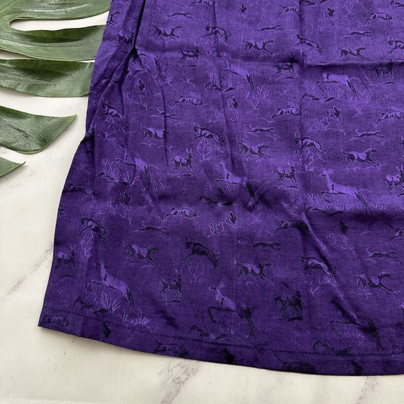 New Aura Womens Vintage Skirt Size M Purple Jacquard Animal Print 90s Shimmer - Picture 9 of 9